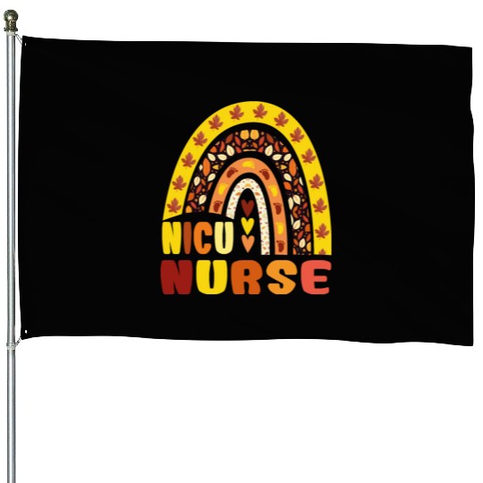 Rainbow Autumn NICU Nurse Maple Leaf Fall Vibes House Flags