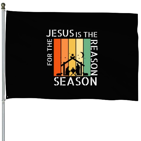 Retro Jesus is the Reason for the Season House Flags