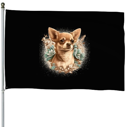 Chihuahua | Cute Dog | Beautiful | Flowers | Girl House Flags