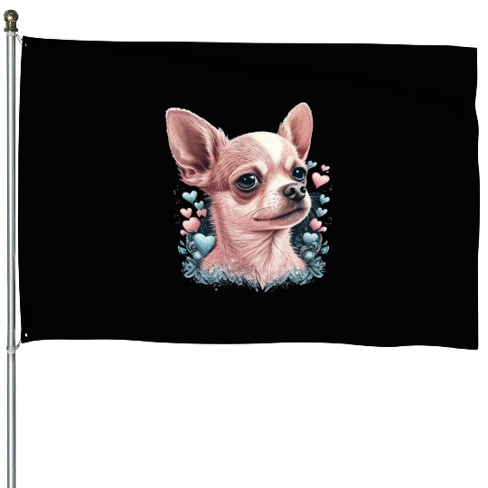 Chihuahua | Cute Dog | Beautiful | Flowers | Girl House Flags
