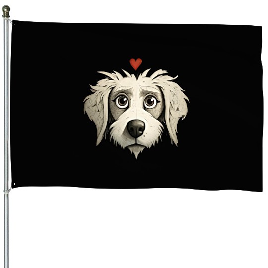 A Cartoon Canine with a Loving Heart House Flags