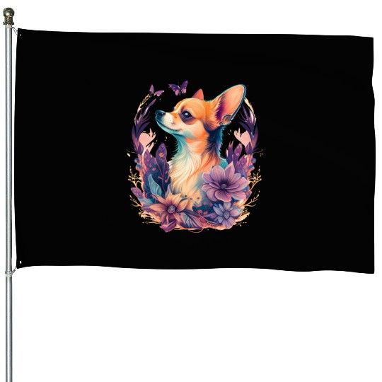 Chihuahua | Cute Dog | Beautiful | Flowers | Girl House Flags