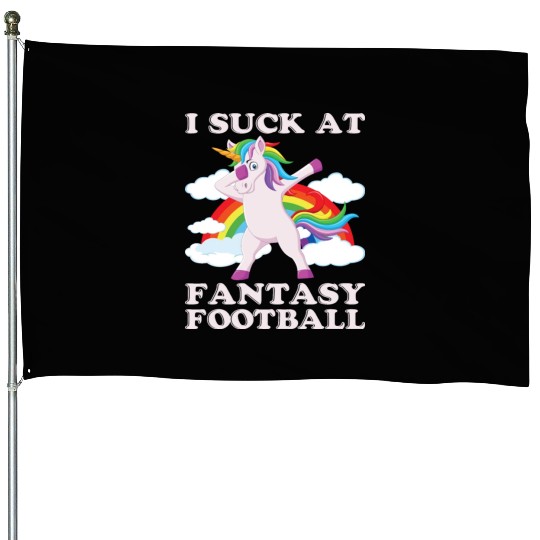I suck at fantasy football dabbing unicorn funny House Flags