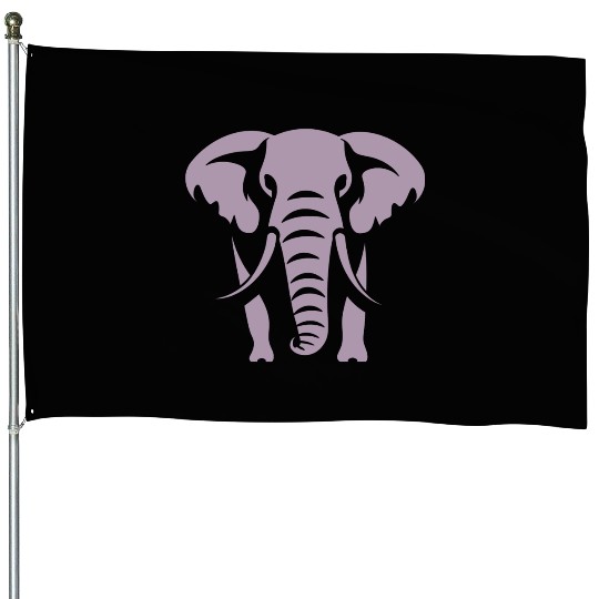 Elephant Silhouette White Logo House Flags
