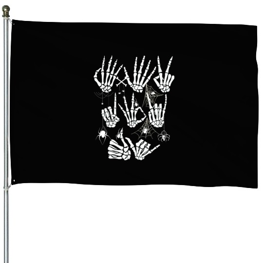 Skeleton Hand House Flags