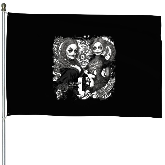 Young witch and pumpkin Halloween 2 House Flags