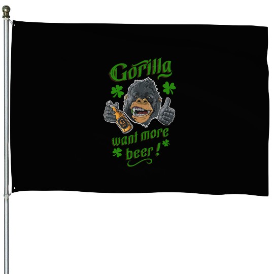 Saint Patrick's Day - Gorilla Want More Beer House Flags