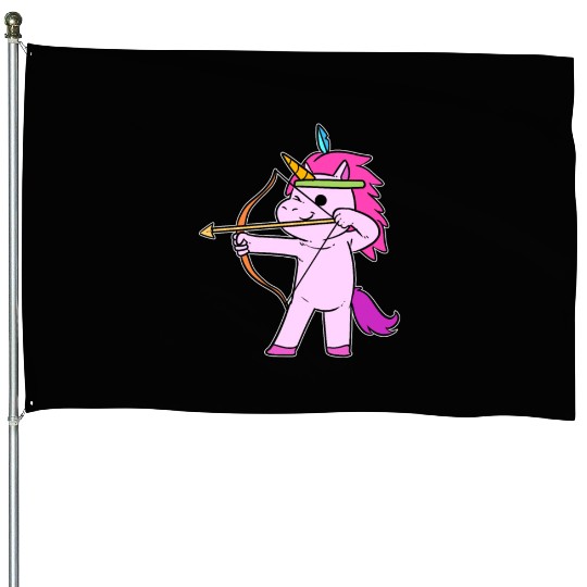 Unicorn Archery Athletic Person Gift House Flags