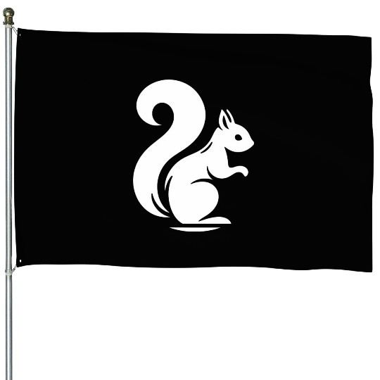 Elegant Squirrel Silhouette: Nature in Shadow Art House Flags
