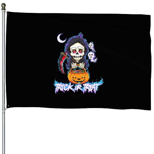 Trick or Treat Grim Reaper House Flags
