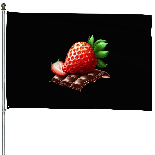 Sweet Temptation: Strawberry Meets Dark Chocolate House Flags
