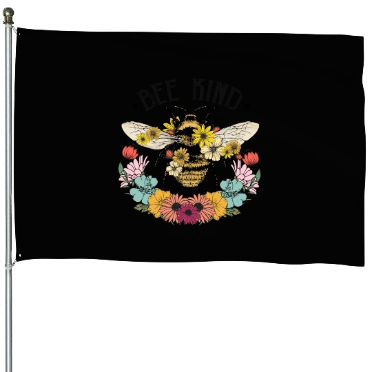 Bee Kind Wild Flower House Flags