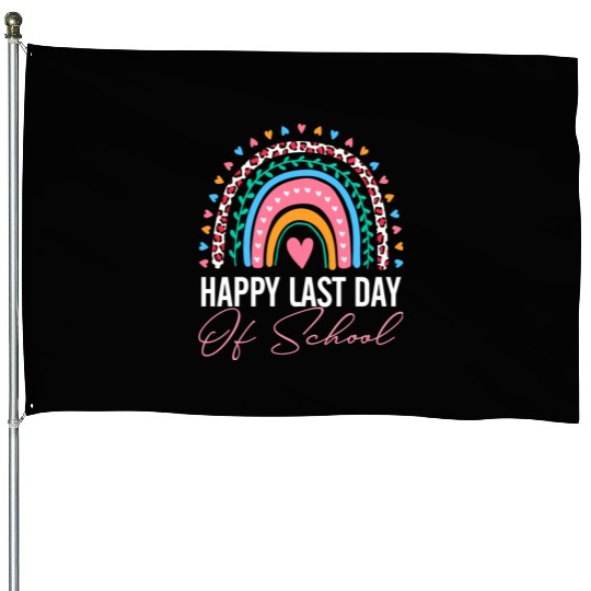 Happy Last Day Of School Teacher Student Summer House Flags