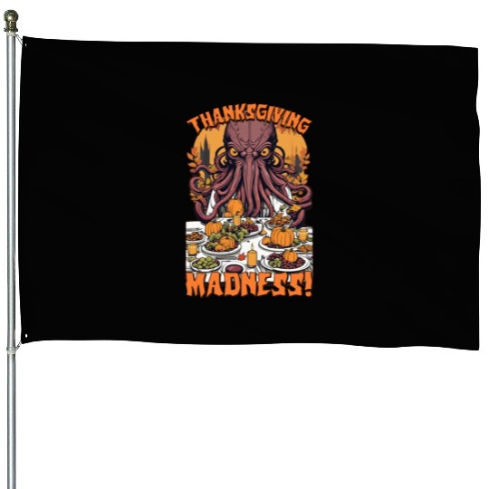 Autumn Feast with Cthulhu - Thanksgiving Madness House Flags