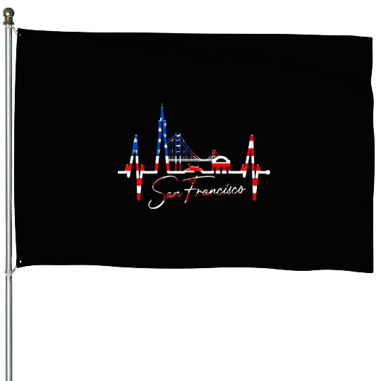 San Francisco Skyline Heartbeat California Lover House Flags