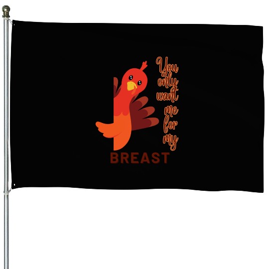Funny Thanksgiving You Only Want Me For My Breast House Flags