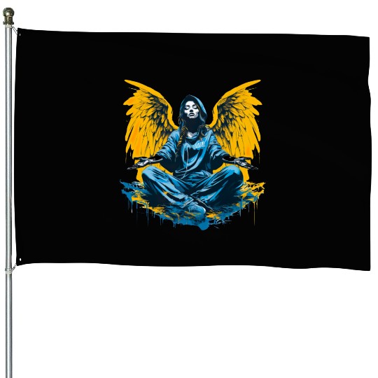 Woman with Angel Wings Angel Esoteric Wings House Flags