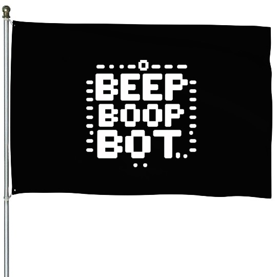 Beep Boop Bot - Retro 8-bit Robot Typography House Flags