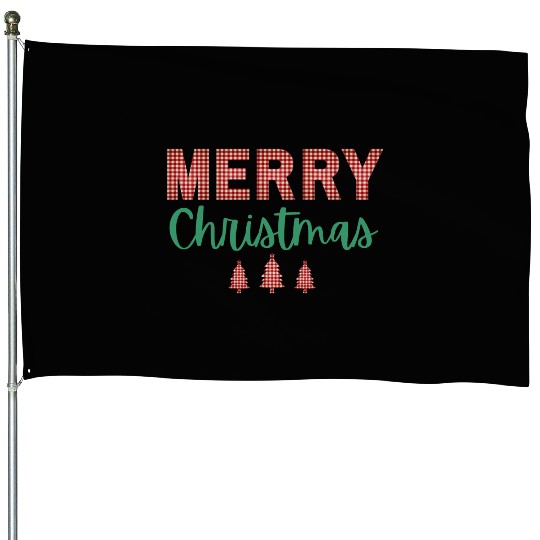 Merry Christmas Plaid Classic Holiday Style House Flags