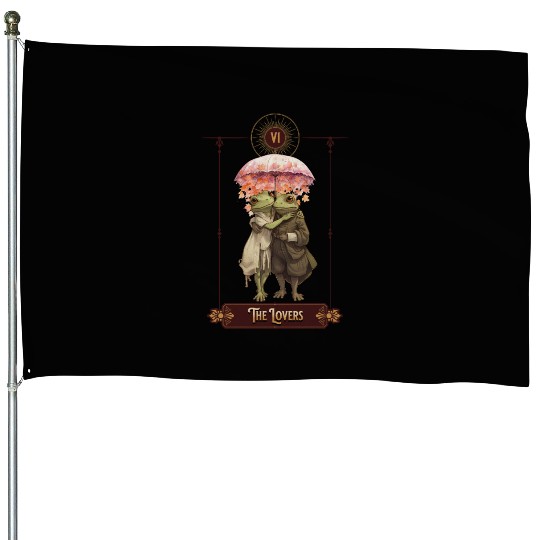 "The Lovers" Frog Tarot Card House Flags