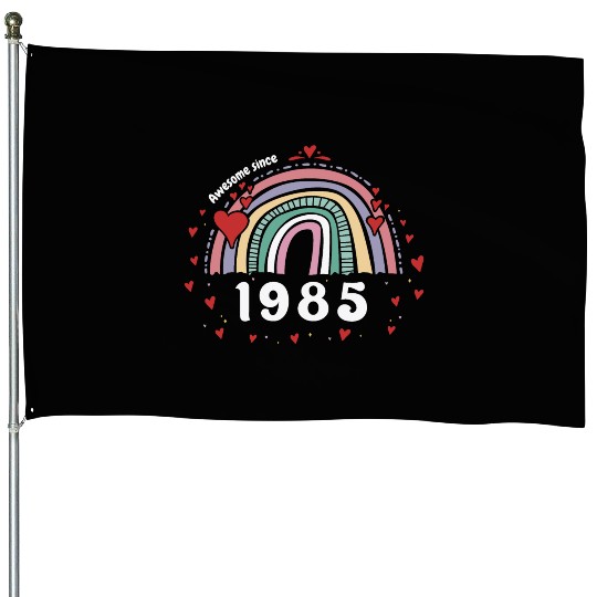 Cute Rainbow Awesome 1985 - 38th Birthday w/ House Flags