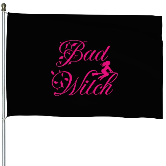 bad witch; Halloween; cute; pink; witches House Flags