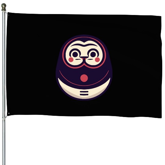 Kawaii Cat Face Daruma Doll House Flags