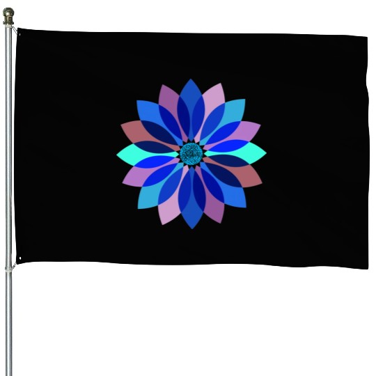 Neon Floral Mandala House Flags