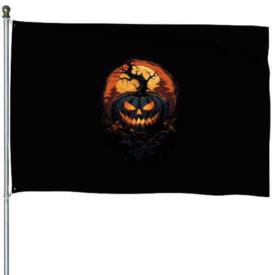 Spooky Halloween Pumpkin House Flags