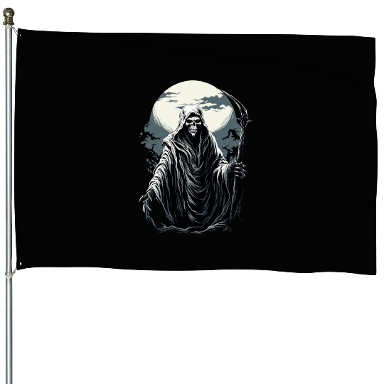 Spooky Halloween Grim Reaper House Flags