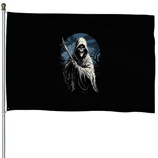 Spooky Halloween Grim Reaper House Flags