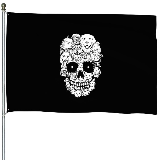 SKULL PUPPY DOG PET House Flags