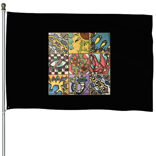 Hand painted wooden squares art by KateToxin House Flags