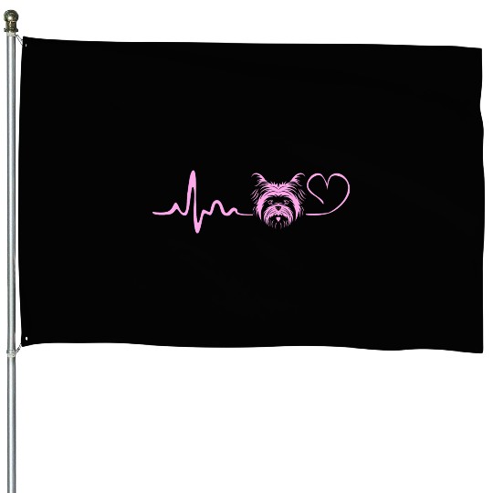 Yorkshire Terrier Dog Lover Yorkie Heartbeat House Flags