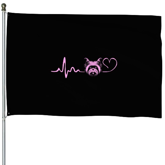 Yorkshire Terrier Dog Lover Yorkie Heartbeat House Flags