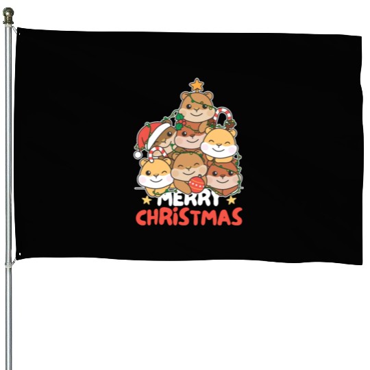 Hamster Christmas Tree Merry Christmas House Flags
