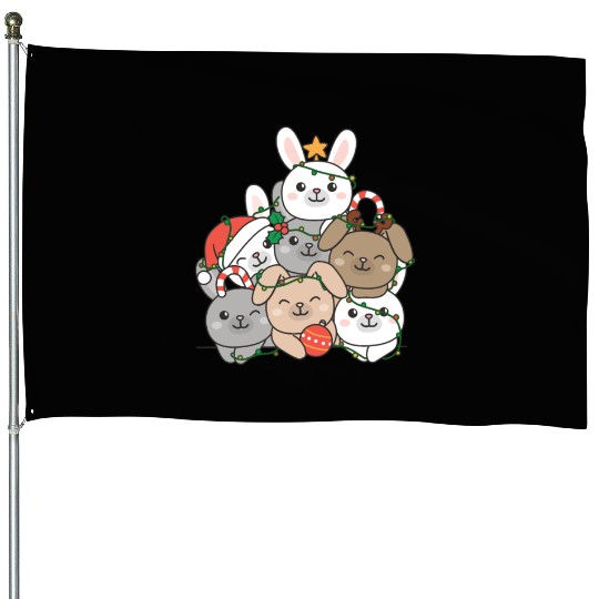 Bunny Christmas Tree Funny Animal Christmas House Flags