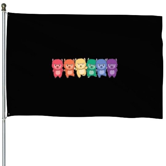 Rainbow Alpaca Flag Pride Lgbtq Cute Alpacas House Flags