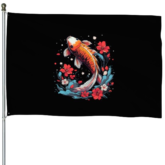 Koi Fish Koi Carp Japanese Koi Garden-Pond Koi House Flags