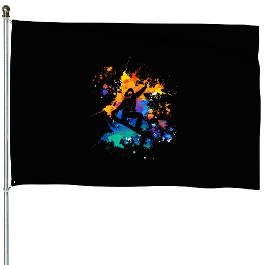 Snowboarder Cool Freestyle Snowboarding House Flags