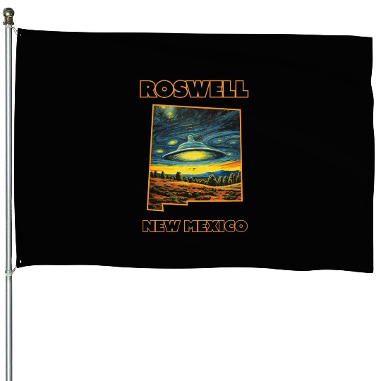 New Mexico Roswell - Alien Saucer House Flags