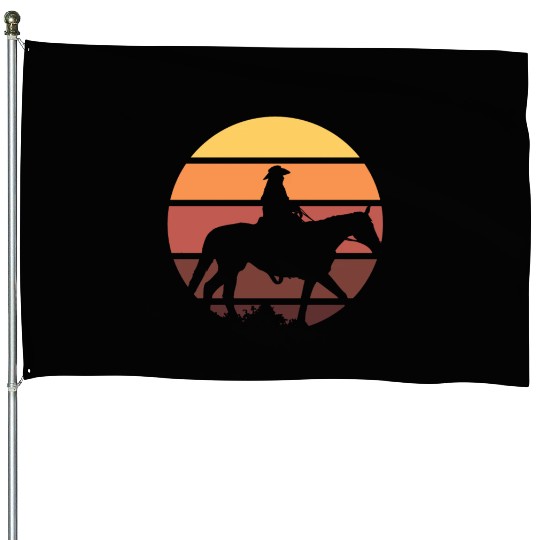 Western Cowboy Horse Rider House Flags