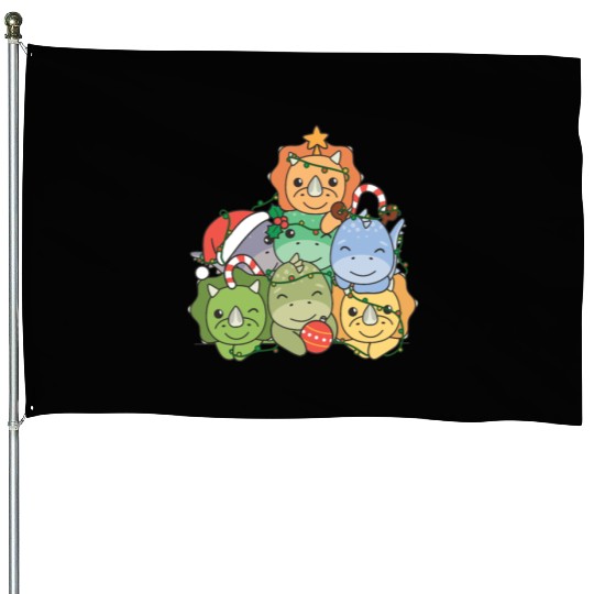 Dinosaur Christmas Tree Funny Animal House Flags