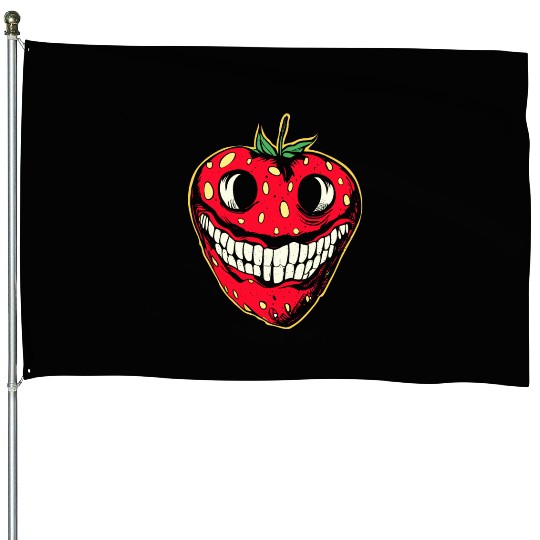 Strawberry Jack-o-lantern House Flags