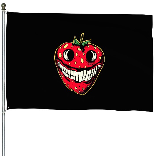Strawberry Jack-o-lantern House Flags