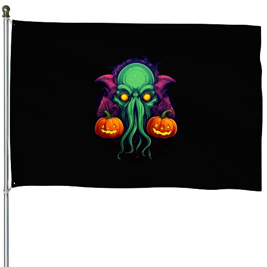 Halloween with Cthulhu House Flags