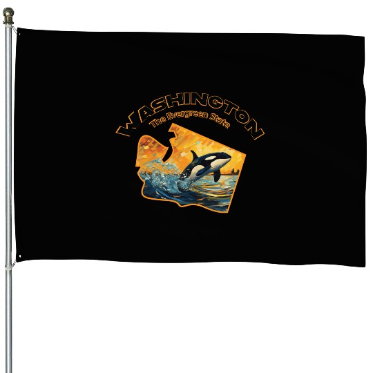 Washington Wildlife - orca House Flags