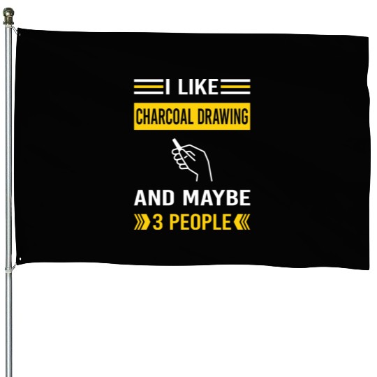 3 People Charcoal Drawing House Flags