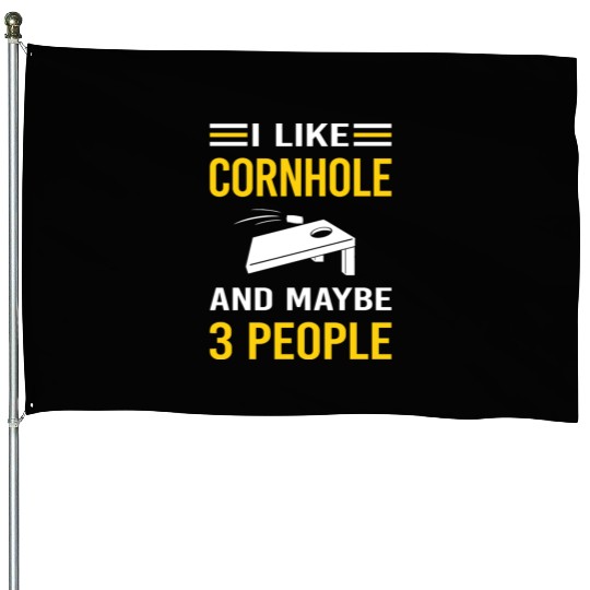3 People Cornhole House Flags