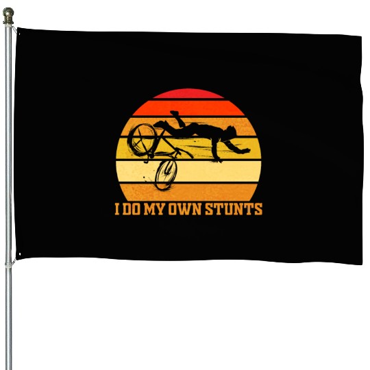 Cycling Lover Cycle Funny Vintage I Do My Own House Flags